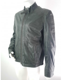 Veste en Cuir Kaki Col... 2