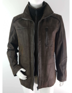 Veste en cuir Pécari Marron...