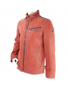 Veste en Cuir Rouge DNR 2