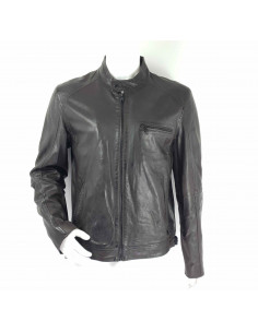 Veste en Cuir Marron Foncé...