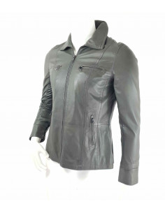 Veste en Cuir Grise Existenz