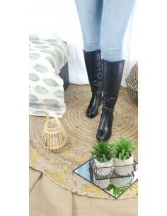 Bottes noires à talon mi haut