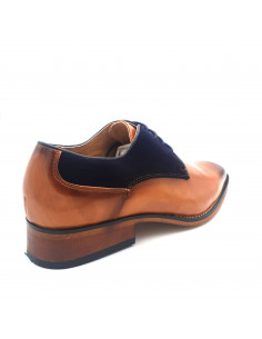 Derby cognac et tige bleu nuit 2