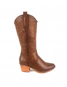 Bottes santiag marron à...