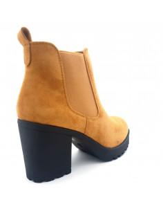 Bottines camel à talon mi-Haut 2