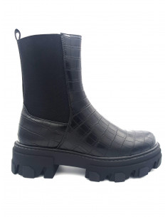 Bottines haute noir croco...