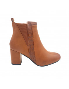 Bottines camel à talon mi...