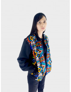 Bombers Afro Urban Classic 2 ton Noir et motifs géométriques Appreter